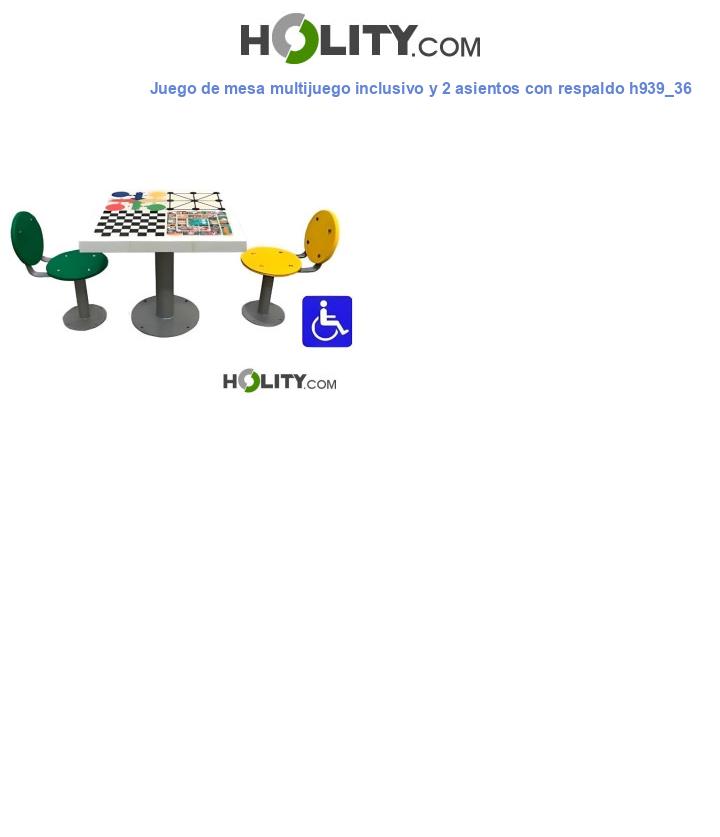 Juego de mesa multijuego inclusivo y 2 asientos con respaldo h939_36