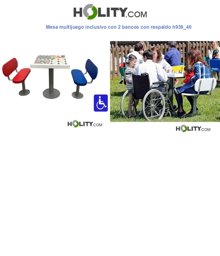 Mesa multijuego inclusivo con 2 bancos con respaldo h939_40