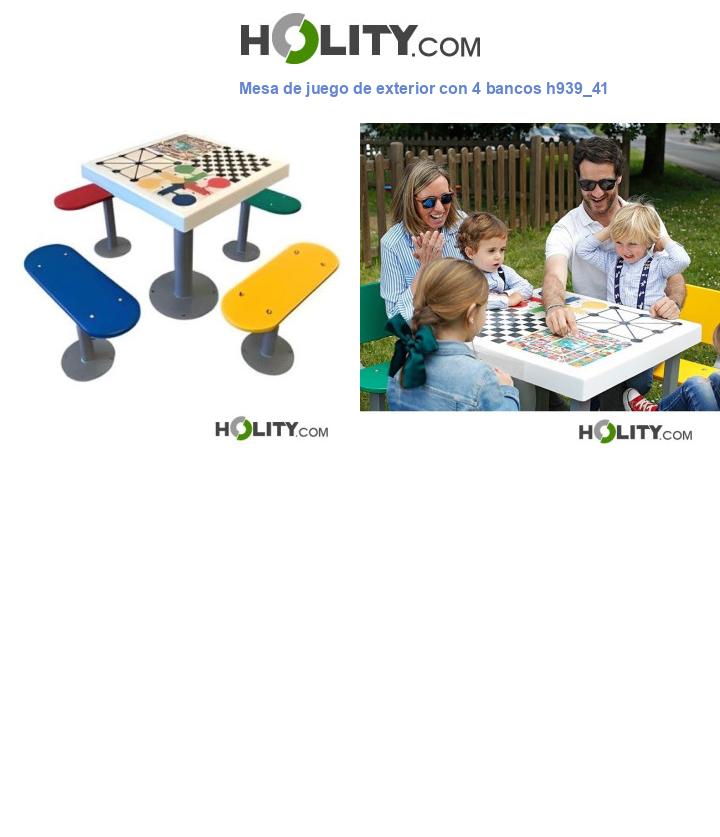 Mesa de juego de exterior con 4 bancos h939_41