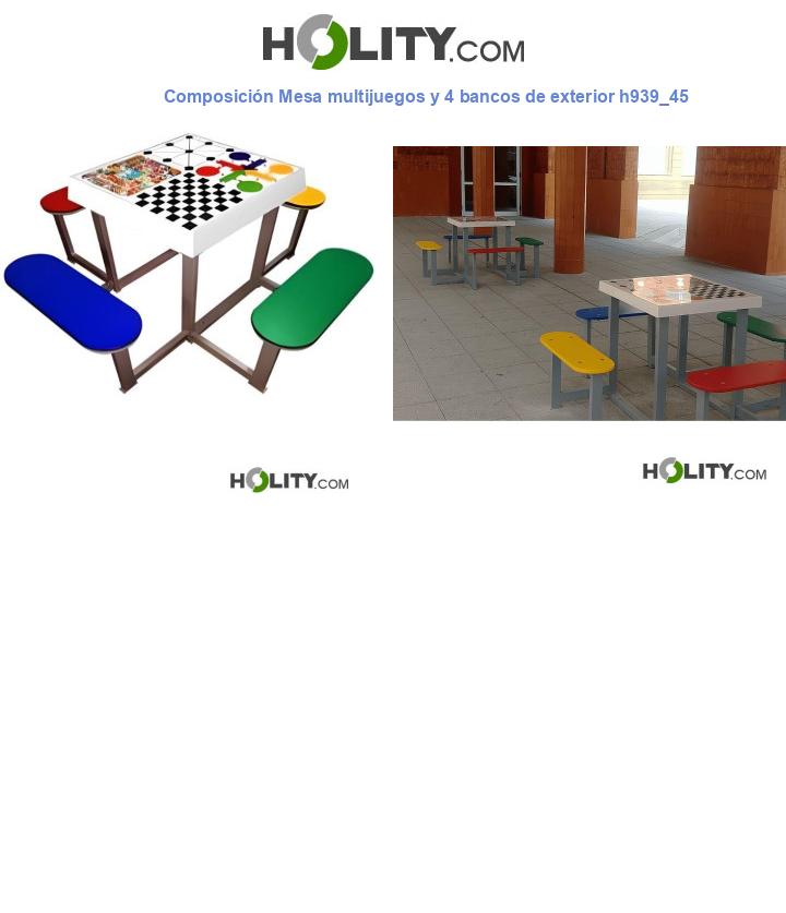 Composición Mesa multijuegos y 4 bancos de exterior h939_45