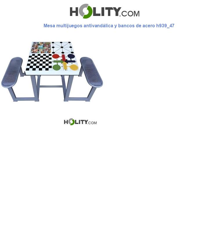 Mesa multijuegos antivandálica y bancos de acero h939_47