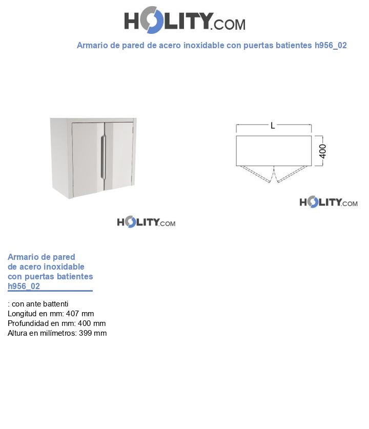Armario de pared de acero inoxidable con puertas batientes h956_02