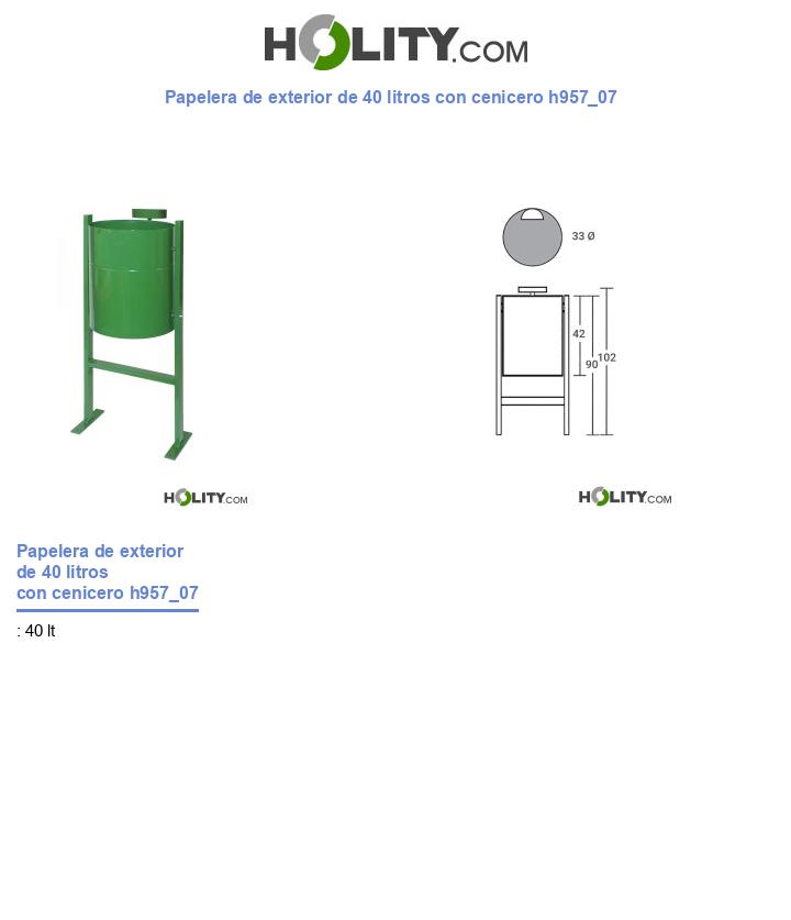 Papelera de exterior de 40 litros con cenicero h957_07