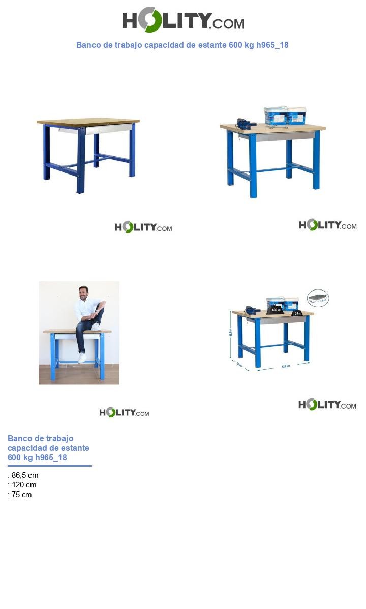 Banco de trabajo capacidad de estante 600 kg h965_18