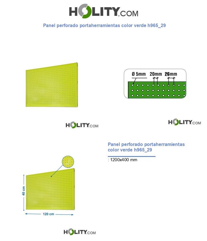 Panel perforado portaherramientas color verde h965_29