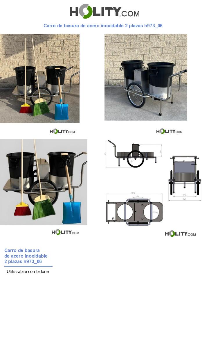 Carro de basura de acero inoxidable 2 plazas h973_06