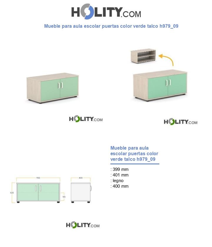 Mueble para aula escolar puertas color verde talco h979_09