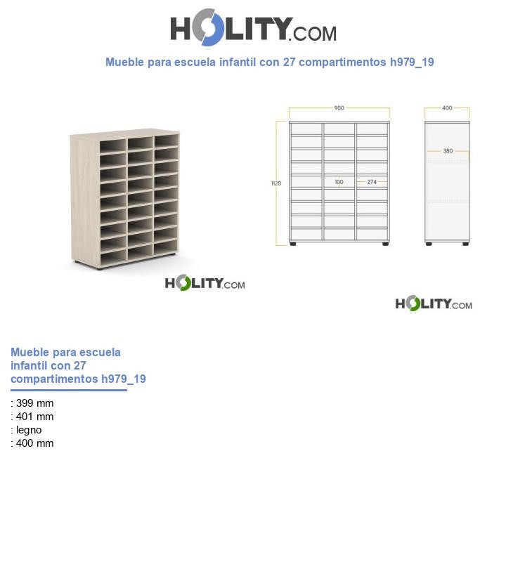 Mueble para escuela infantil con 27 compartimentos h979_19