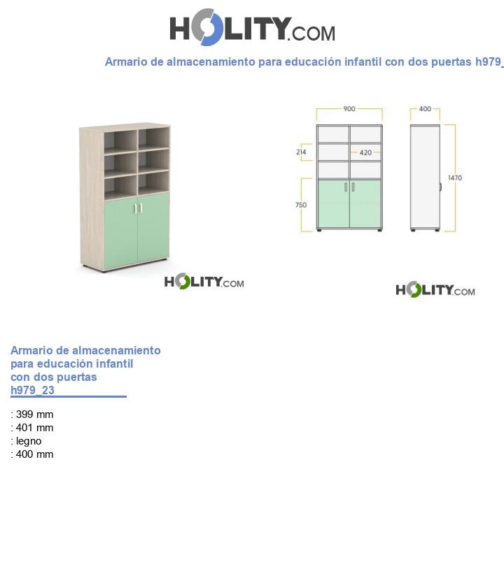 Armario de almacenamiento para educación infantil con dos puertas h979_23