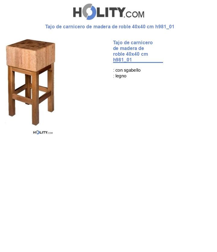 Tajo de carnicero de madera de roble 40x40 cm h981_01