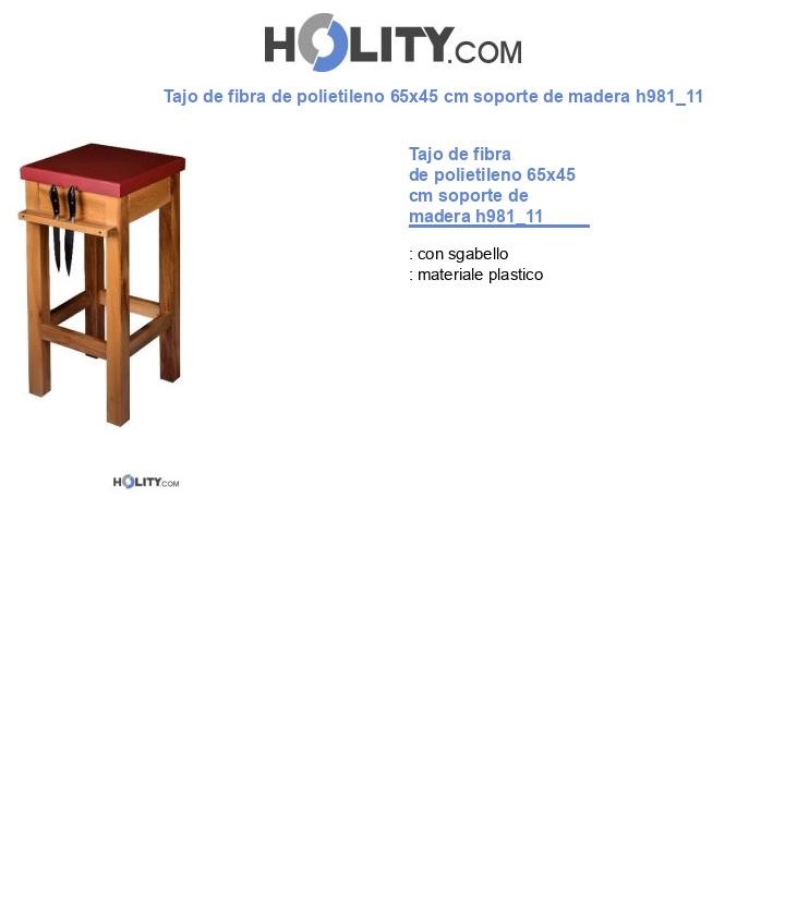 Tajo de fibra de polietileno 65x45 cm soporte de madera h981_11