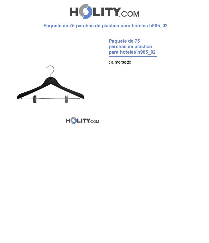 Paquete de 75 perchas de plástico para hoteles h985_02