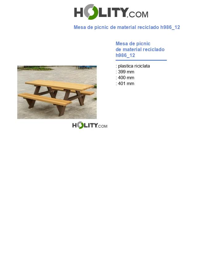 Mesa de picnic de material reciclado h986_12