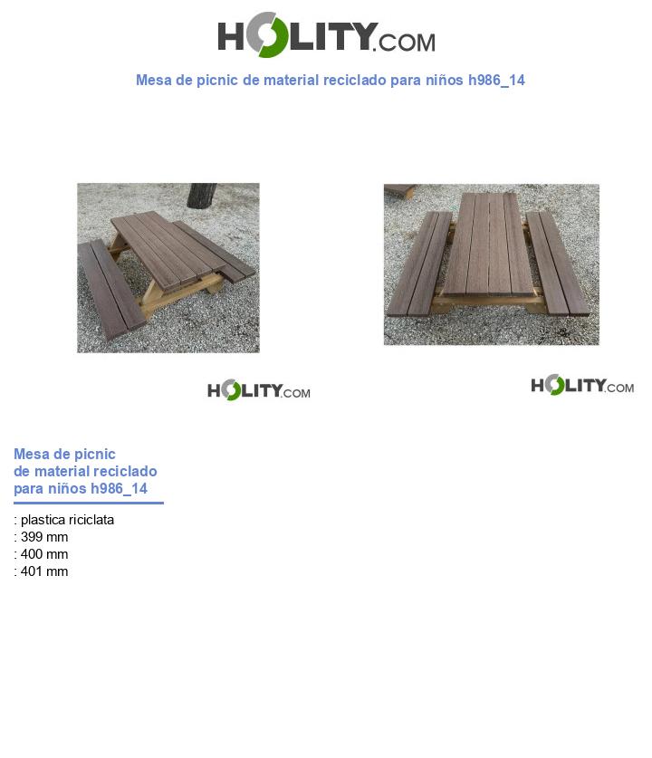 Mesa de picnic de material reciclado para niños h986_14